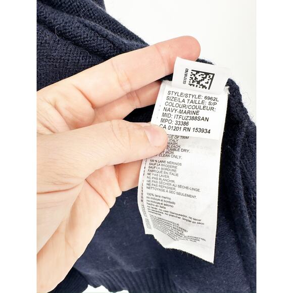 Canada Goose Cortina Navy Blue Long Merino Wool Cardigan Sweater Size Small - Picture 6 of 7